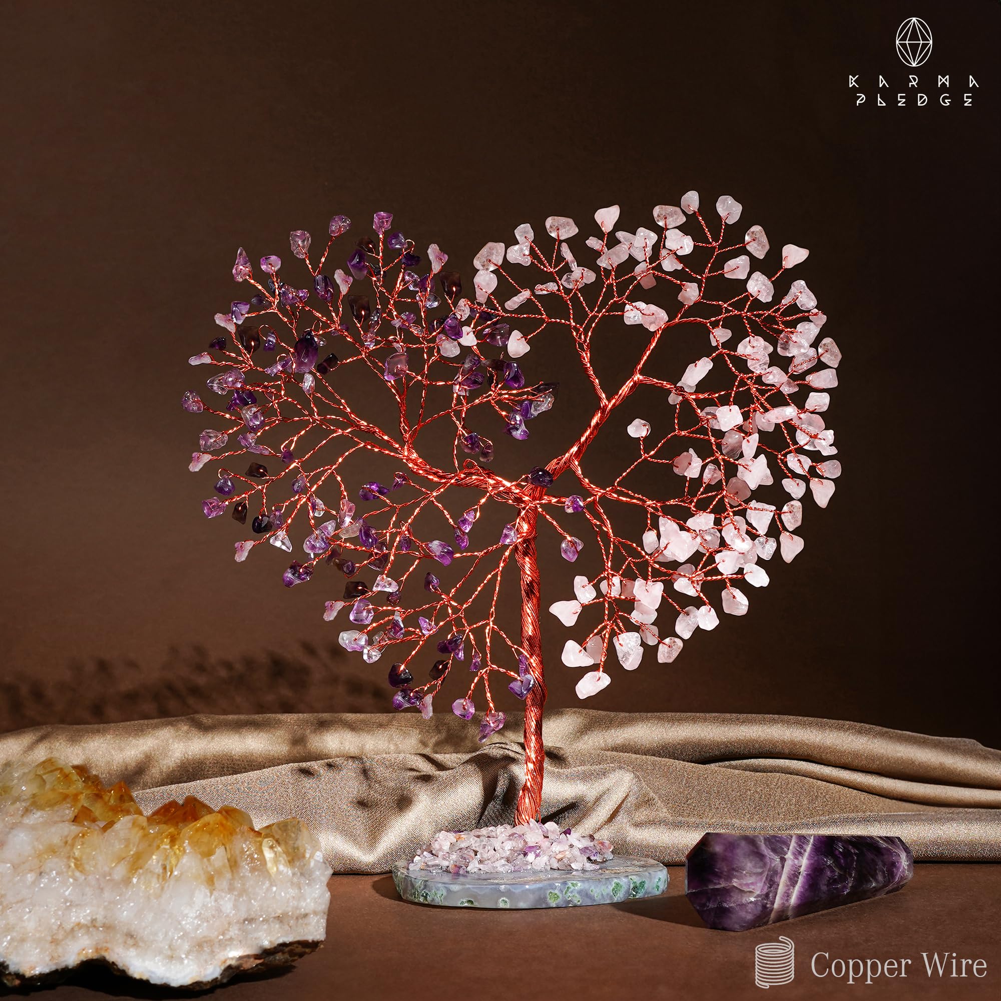 Crystal Tree of Life 7 Chakra Healing Crystals Trees for Home Decor, Office Desk Decor, Boho Decor, Handmade Bonsai Trees for Positive Energy, Money, Good Luck Birthday Gifts for Women, Mom