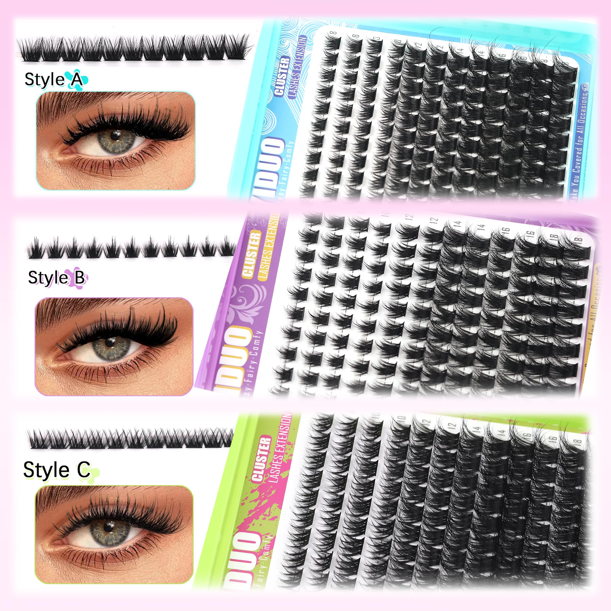 Lashes Clusters Kit 1846Pcs Bulk Packs Volume False Eyelash Extensions D Curl Wispy Individual Eyelashes, Volume Studio Effect, Wholesale Large Pack with Glue&Seal|Tweezers|Removers|Cleanser