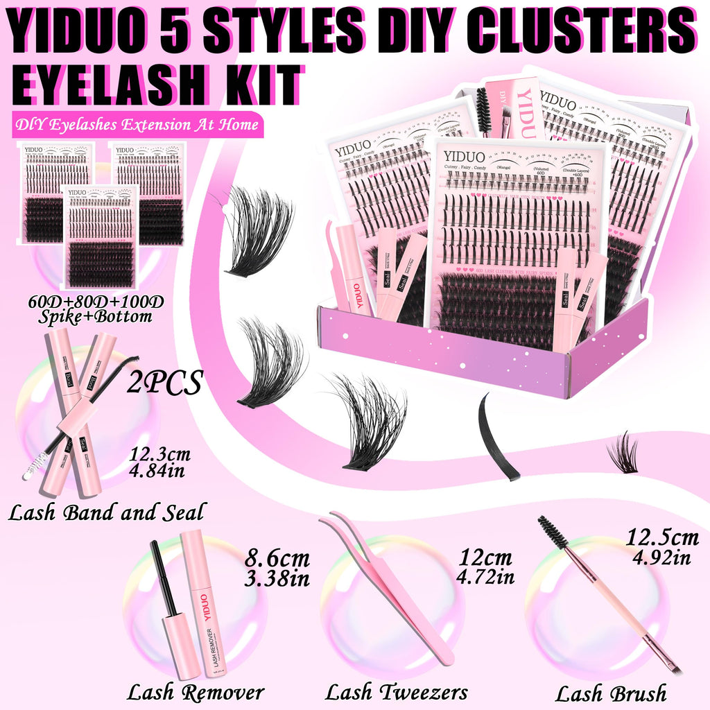 Lashes Clusters Kit 1846Pcs Bulk Packs Volume False Eyelash Extensions D Curl Wispy Individual Eyelashes, Volume Studio Effect, Wholesale Large Pack with Glue&Seal|Tweezers|Removers|Cleanser