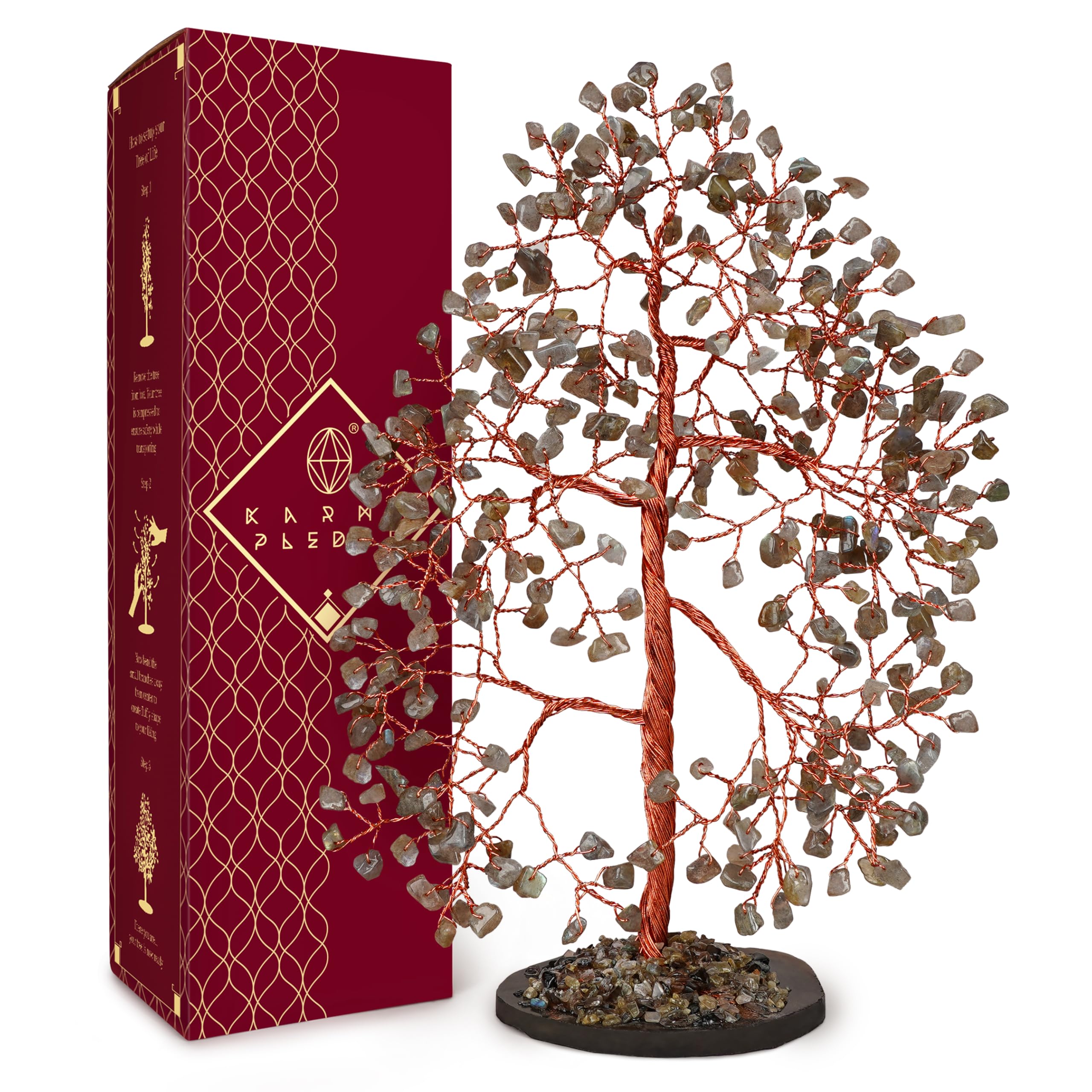 Crystal Tree of Life 7 Chakra Healing Crystals Trees for Home Decor, Office Desk Decor, Boho Decor, Handmade Bonsai Trees for Positive Energy, Money, Good Luck Birthday Gifts for Women, Mom