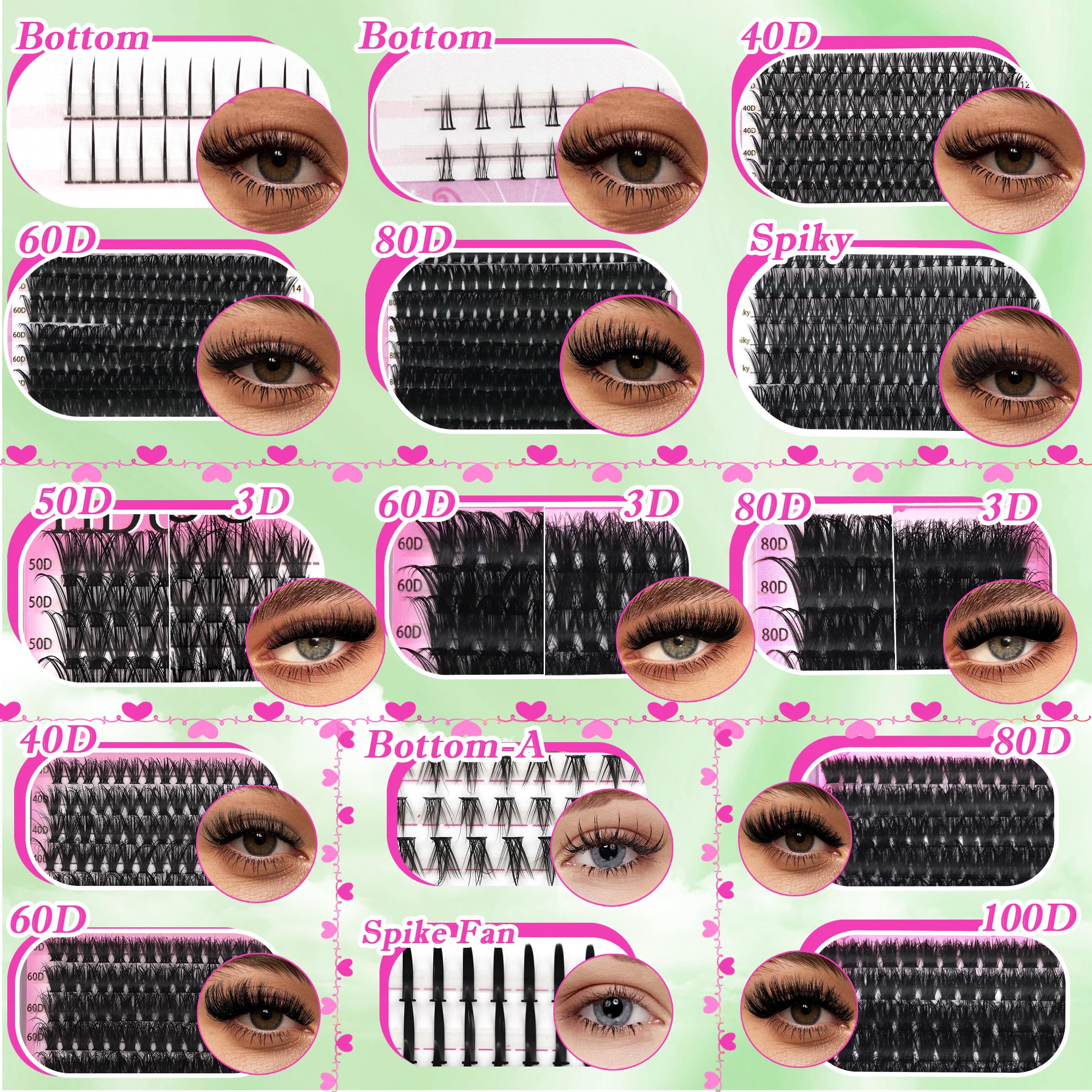 Lashes Clusters Kit 1846Pcs Bulk Packs Volume False Eyelash Extensions D Curl Wispy Individual Eyelashes, Volume Studio Effect, Wholesale Large Pack with Glue&Seal|Tweezers|Removers|Cleanser