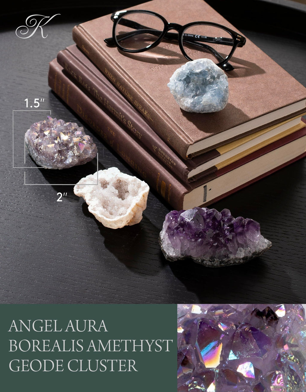 KALIFANO Angel Aura Amethyst Geode – Titanium-Bonded High-Energy Amatista for Reiki, Wicca, Crystal Decor & Metaphysical Gifts – Natural Crystals and Healing Stones (Family Owned)