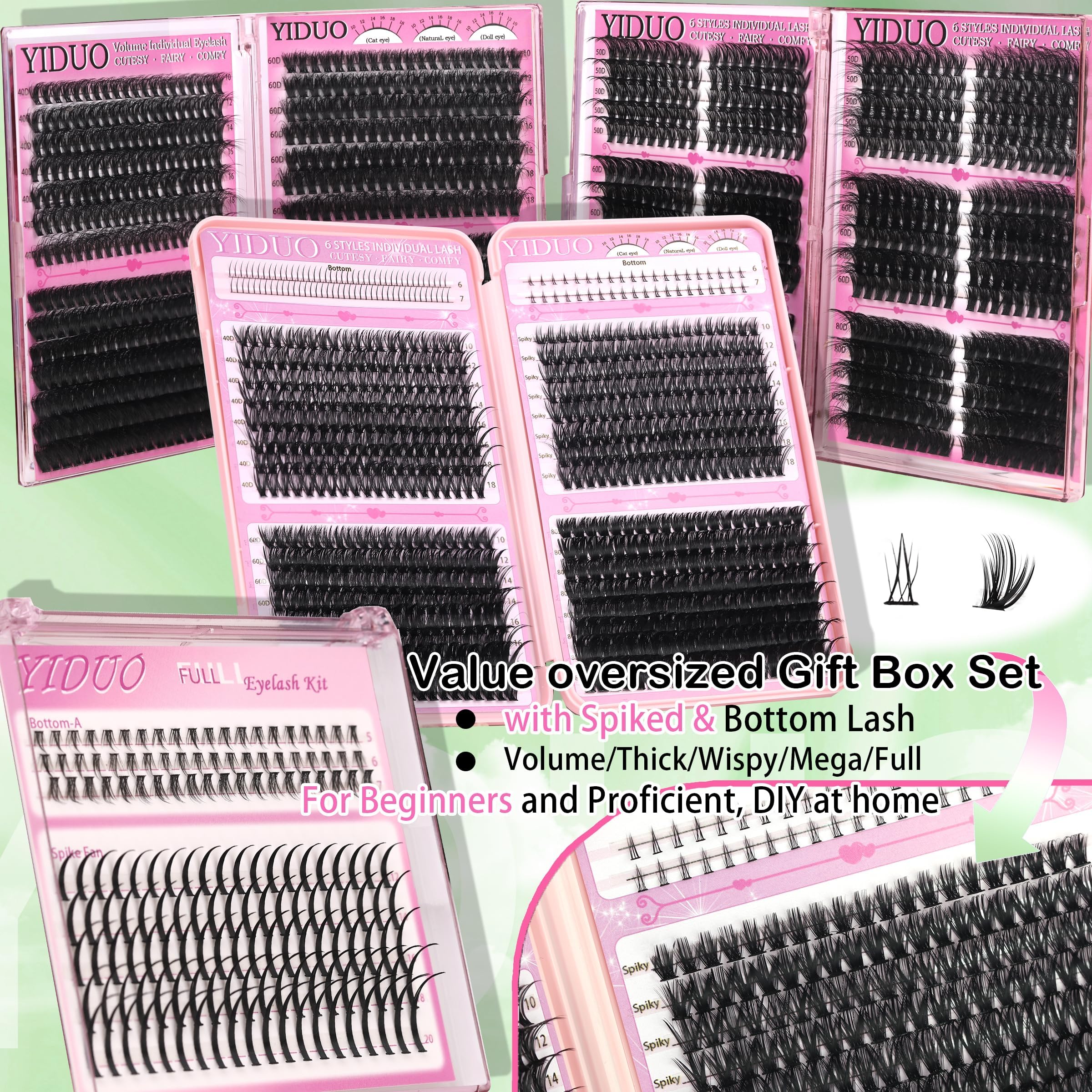 Lashes Clusters Kit 1846Pcs Bulk Packs Volume False Eyelash Extensions D Curl Wispy Individual Eyelashes, Volume Studio Effect, Wholesale Large Pack with Glue&Seal|Tweezers|Removers|Cleanser