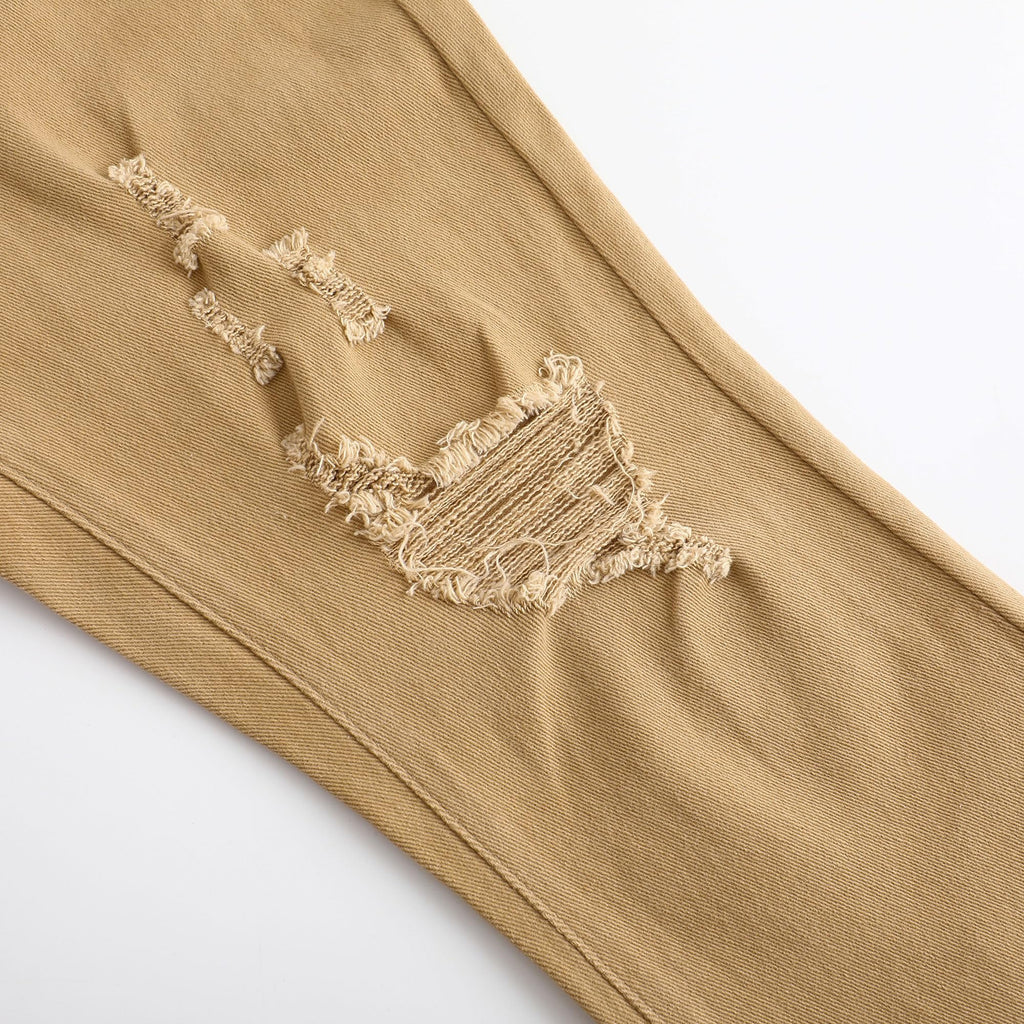 THUNDER STAR Womens Stretchy Mid Rise Flare Jeans Distressed Denim Bell Bottom Pants