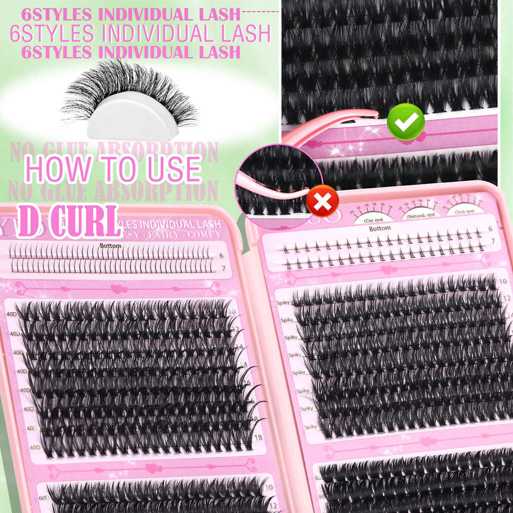 Lashes Clusters Kit 1846Pcs Bulk Packs Volume False Eyelash Extensions D Curl Wispy Individual Eyelashes, Volume Studio Effect, Wholesale Large Pack with Glue&Seal|Tweezers|Removers|Cleanser