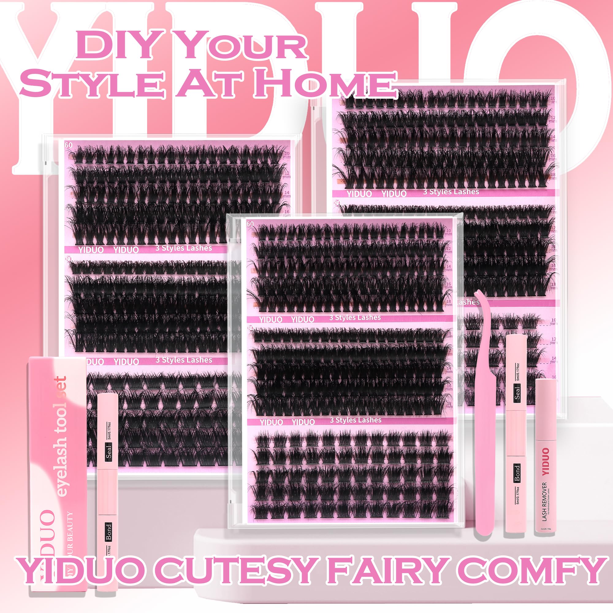 Lashes Clusters Kit 1846Pcs Bulk Packs Volume False Eyelash Extensions D Curl Wispy Individual Eyelashes, Volume Studio Effect, Wholesale Large Pack with Glue&Seal|Tweezers|Removers|Cleanser