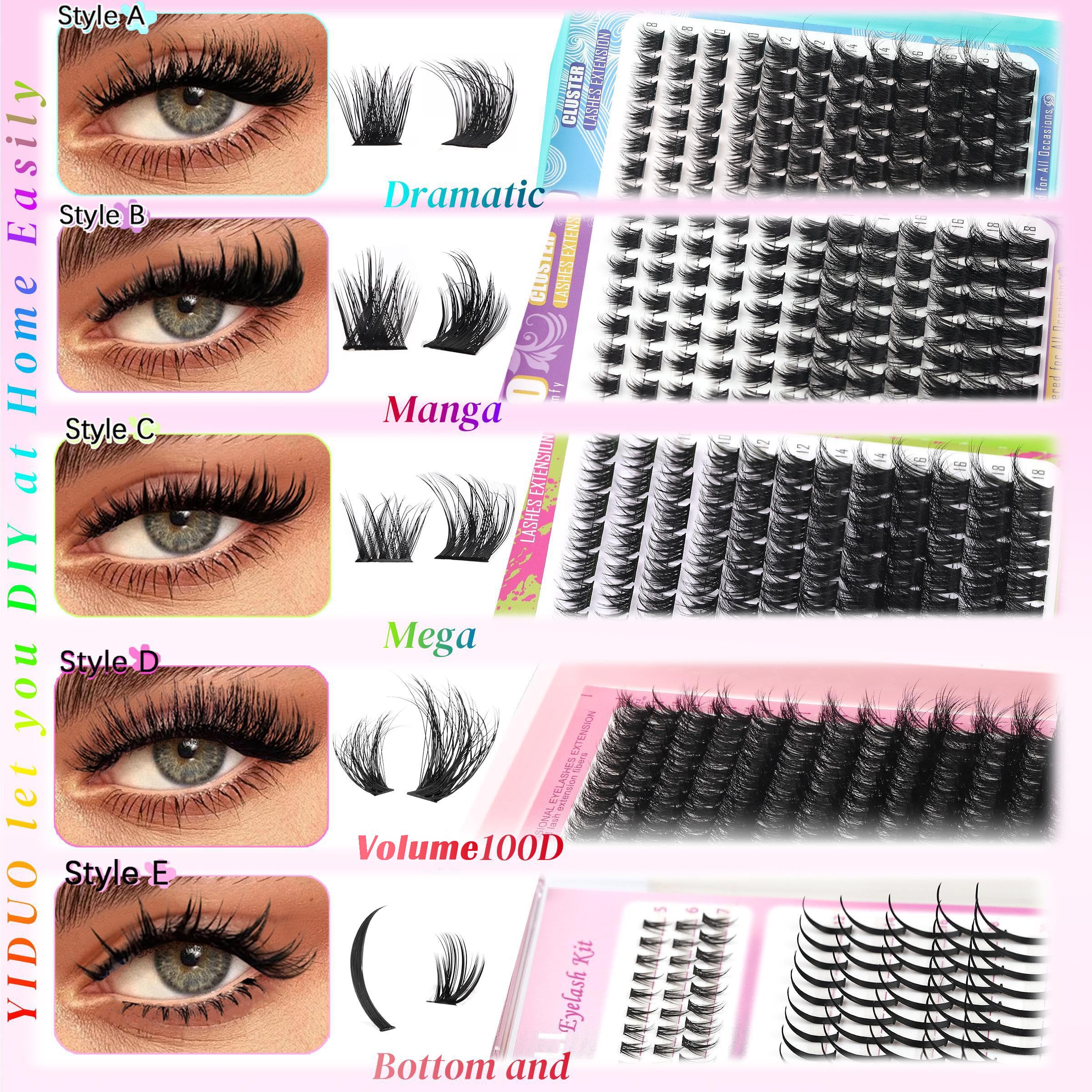 Lashes Clusters Kit 1846Pcs Bulk Packs Volume False Eyelash Extensions D Curl Wispy Individual Eyelashes, Volume Studio Effect, Wholesale Large Pack with Glue&Seal|Tweezers|Removers|Cleanser
