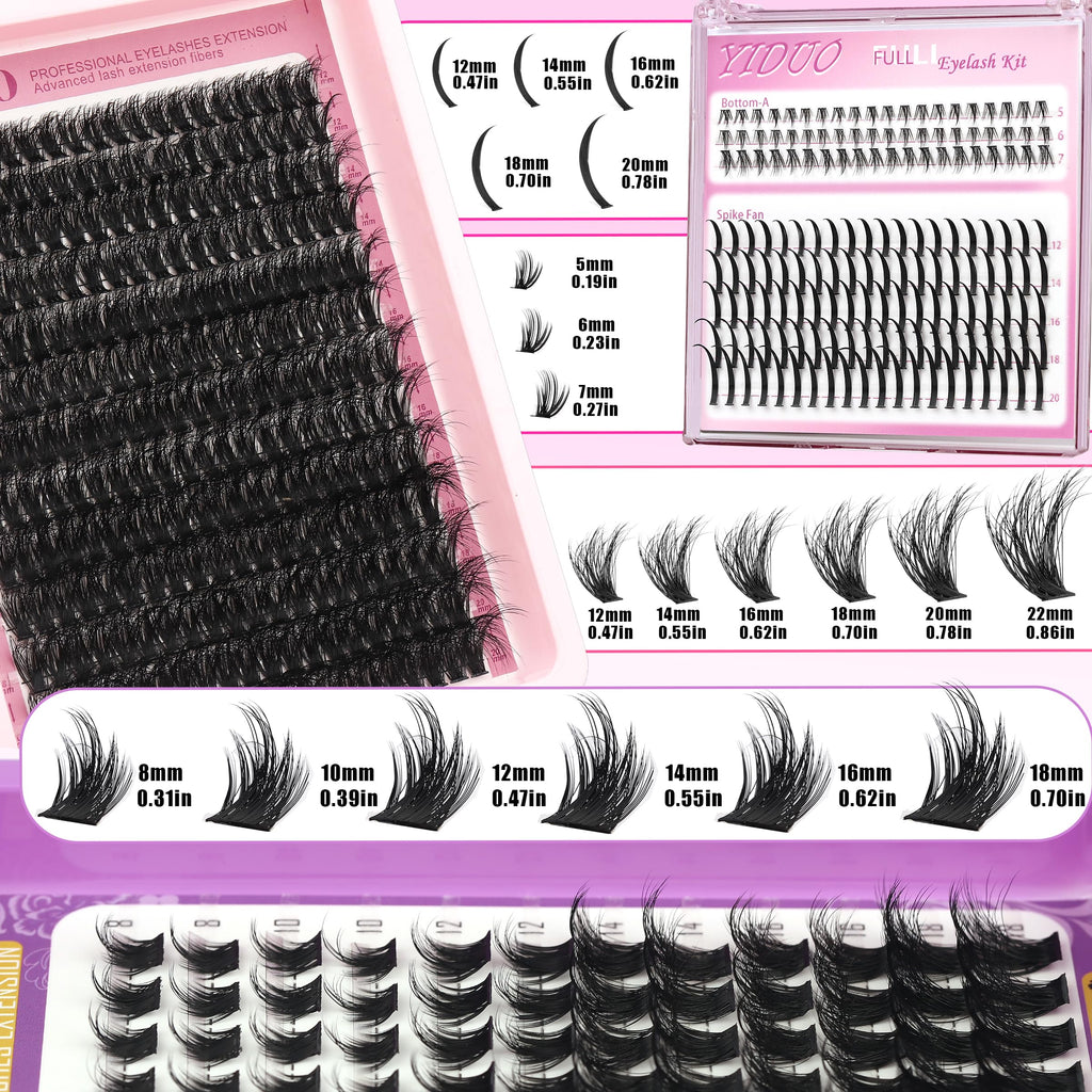 Lashes Clusters Kit 1846Pcs Bulk Packs Volume False Eyelash Extensions D Curl Wispy Individual Eyelashes, Volume Studio Effect, Wholesale Large Pack with Glue&Seal|Tweezers|Removers|Cleanser