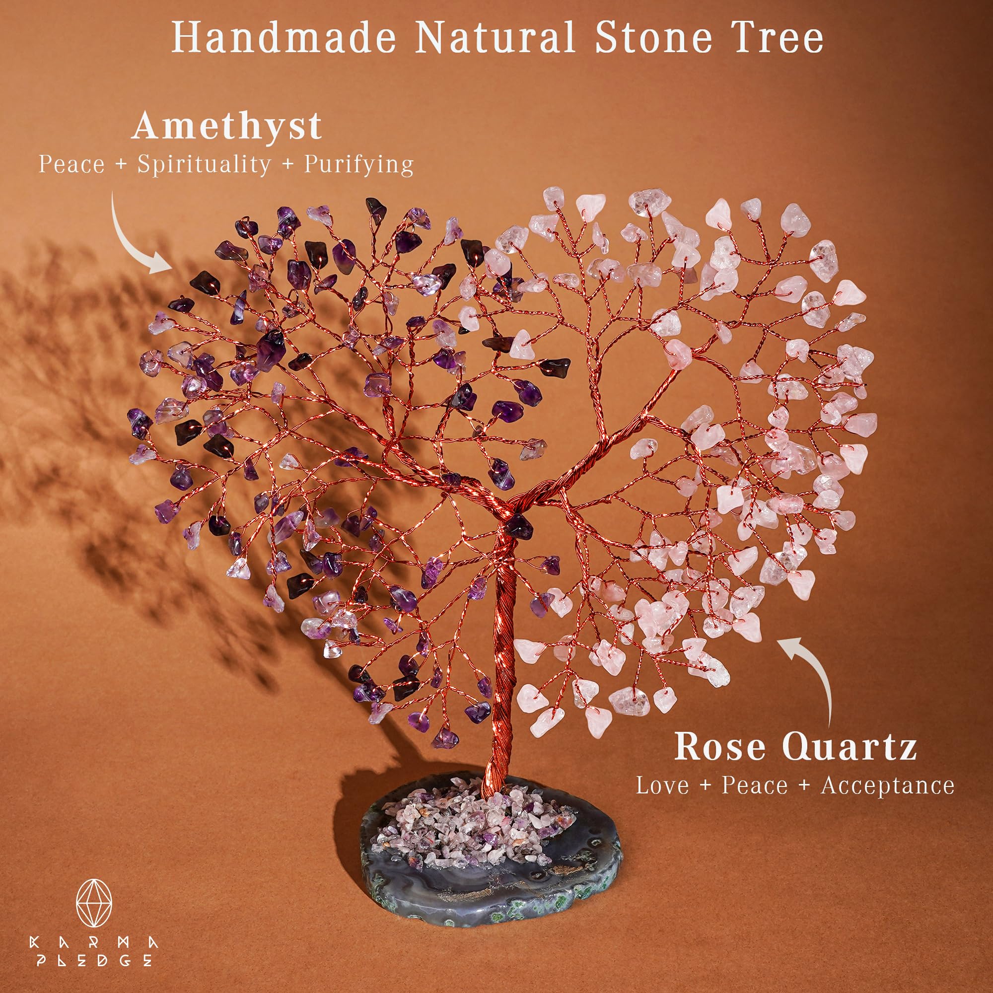 Crystal Tree of Life 7 Chakra Healing Crystals Trees for Home Decor, Office Desk Decor, Boho Decor, Handmade Bonsai Trees for Positive Energy, Money, Good Luck Birthday Gifts for Women, Mom