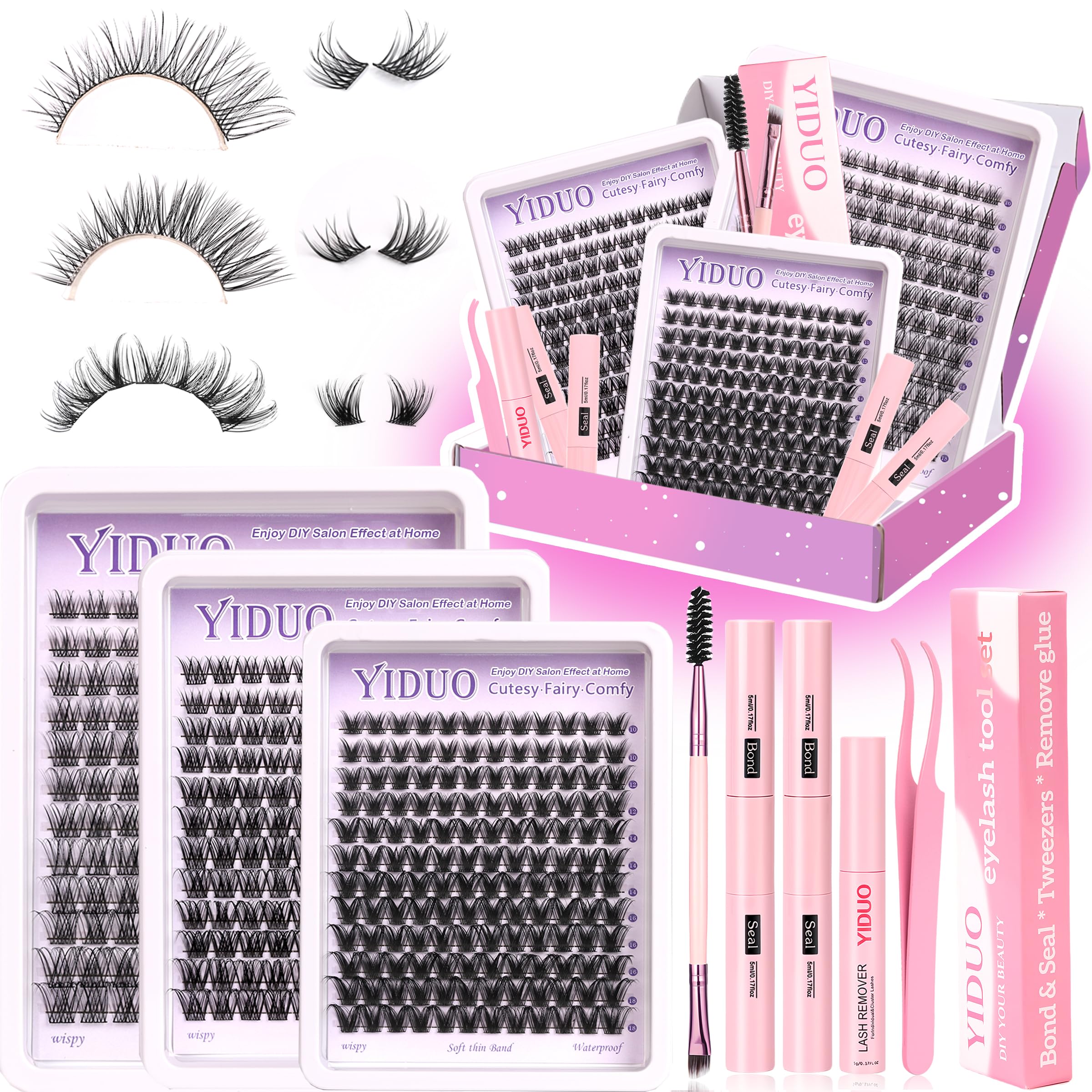 Lashes Clusters Kit 1846Pcs Bulk Packs Volume False Eyelash Extensions D Curl Wispy Individual Eyelashes, Volume Studio Effect, Wholesale Large Pack with Glue&Seal|Tweezers|Removers|Cleanser