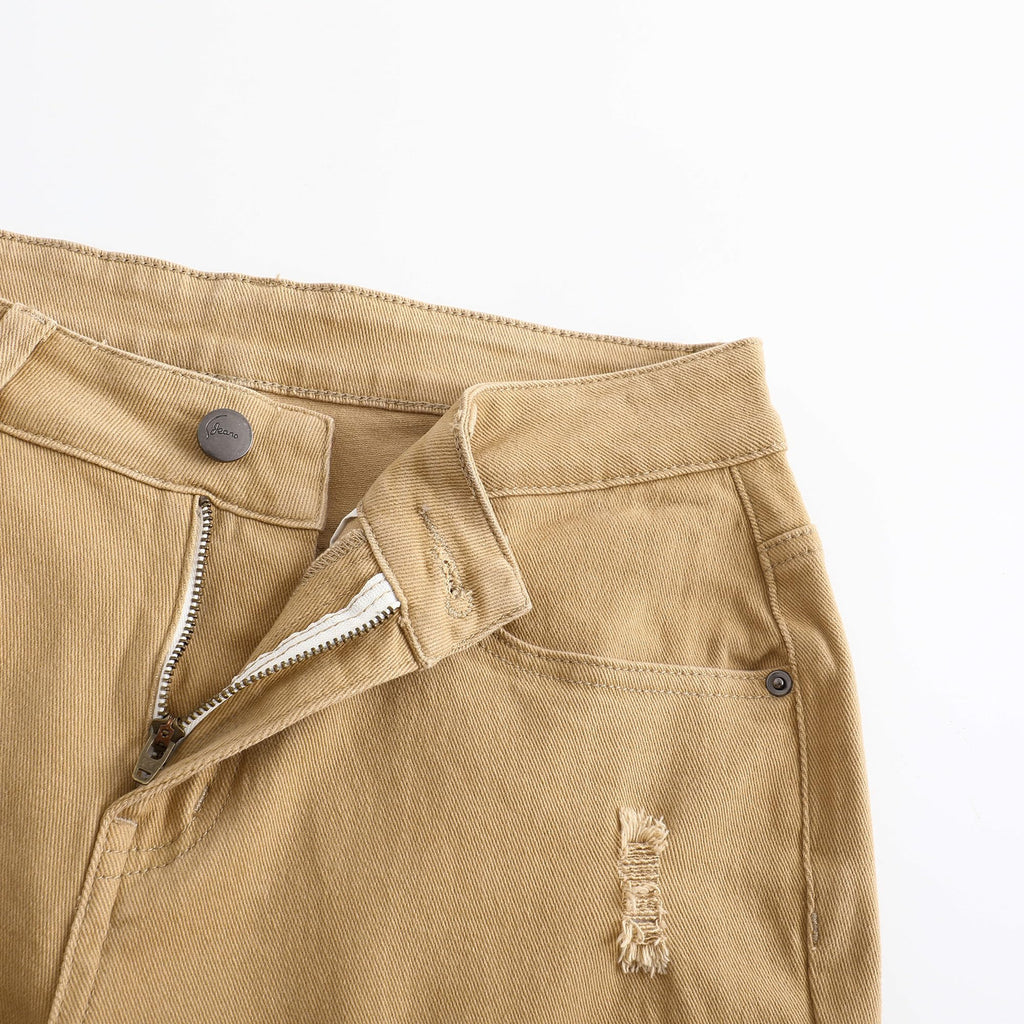 THUNDER STAR Womens Stretchy Mid Rise Flare Jeans Distressed Denim Bell Bottom Pants