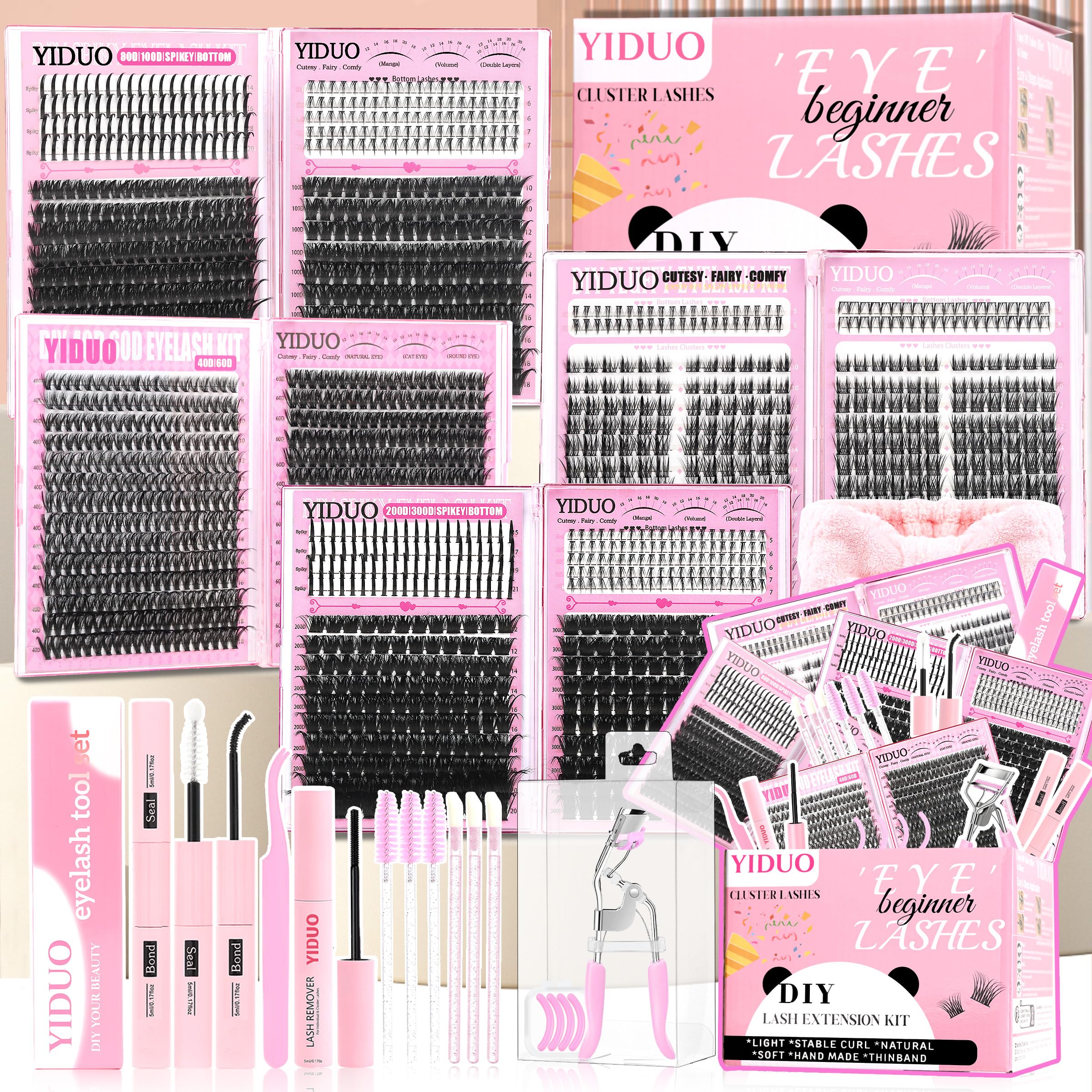 Lashes Clusters Kit 1846Pcs Bulk Packs Volume False Eyelash Extensions D Curl Wispy Individual Eyelashes, Volume Studio Effect, Wholesale Large Pack with Glue&Seal|Tweezers|Removers|Cleanser