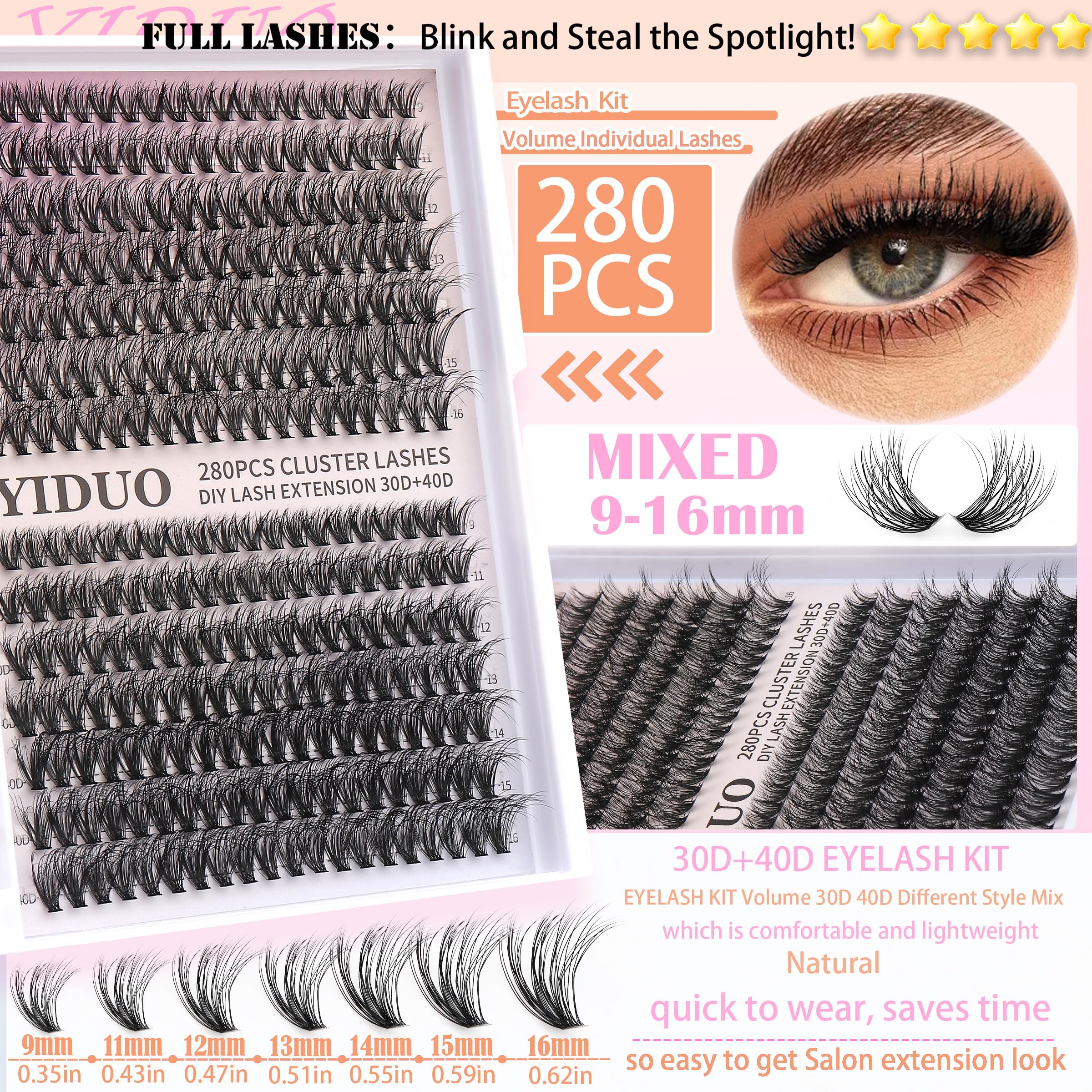 Lashes Clusters Kit 1846Pcs Bulk Packs Volume False Eyelash Extensions D Curl Wispy Individual Eyelashes, Volume Studio Effect, Wholesale Large Pack with Glue&Seal|Tweezers|Removers|Cleanser