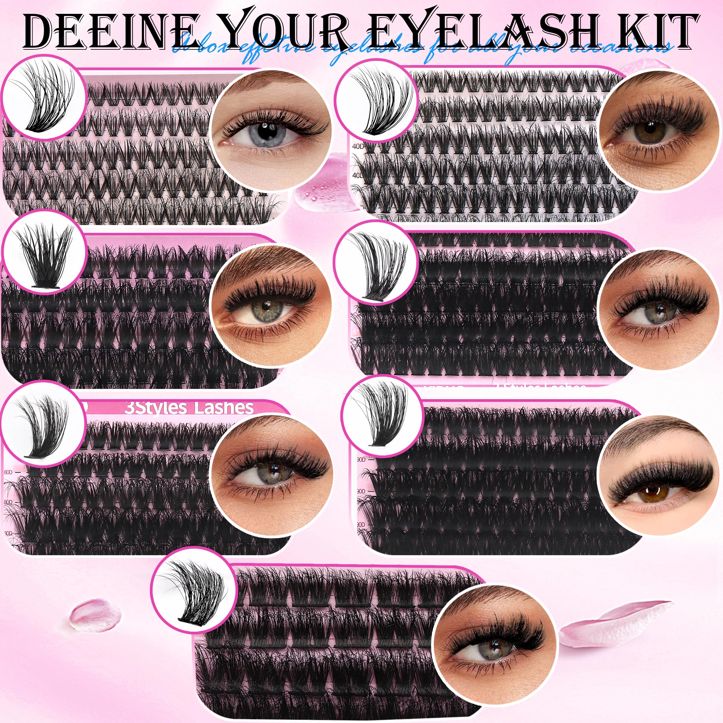 Lashes Clusters Kit 1846Pcs Bulk Packs Volume False Eyelash Extensions D Curl Wispy Individual Eyelashes, Volume Studio Effect, Wholesale Large Pack with Glue&Seal|Tweezers|Removers|Cleanser