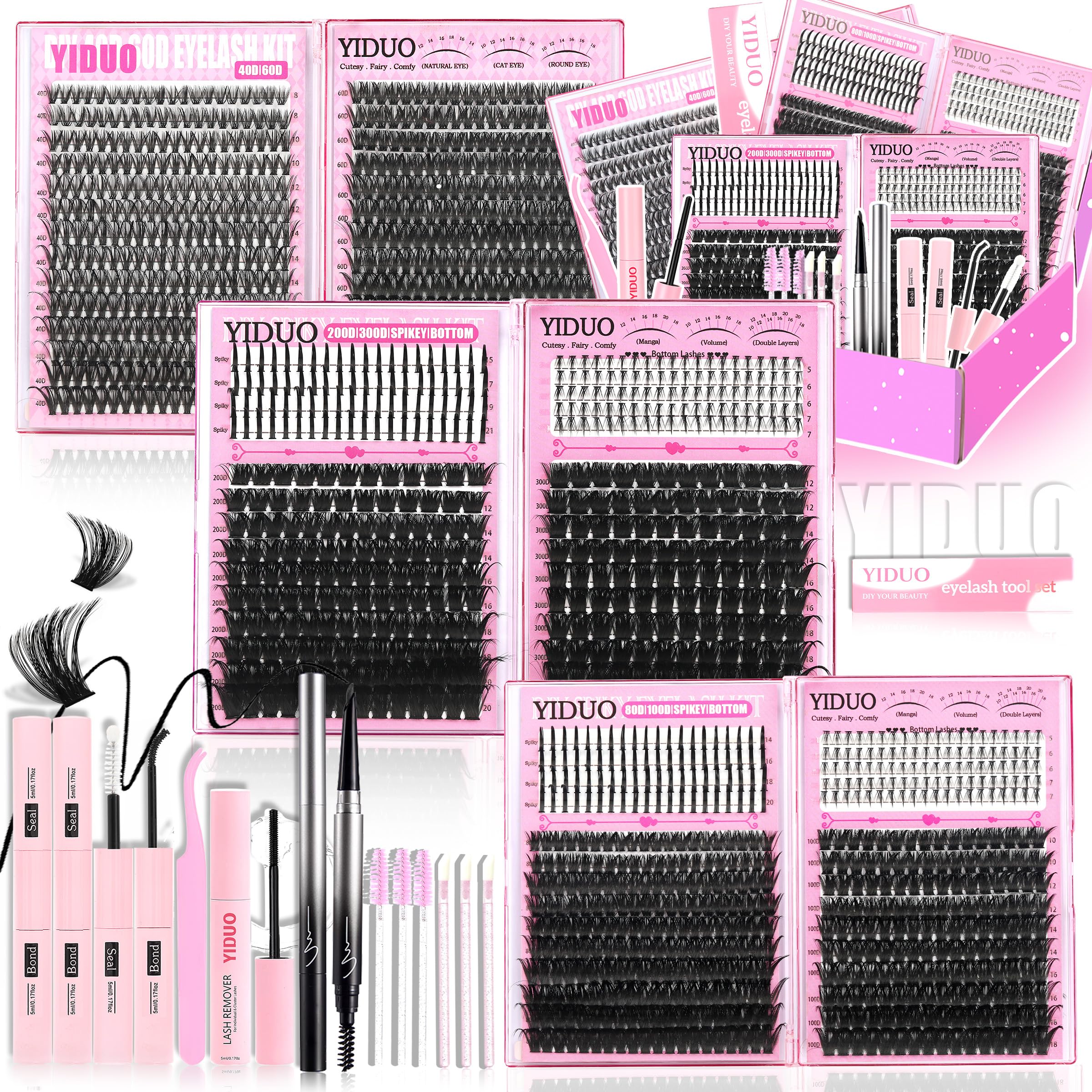 Lashes Clusters Kit 1846Pcs Bulk Packs Volume False Eyelash Extensions D Curl Wispy Individual Eyelashes, Volume Studio Effect, Wholesale Large Pack with Glue&Seal|Tweezers|Removers|Cleanser