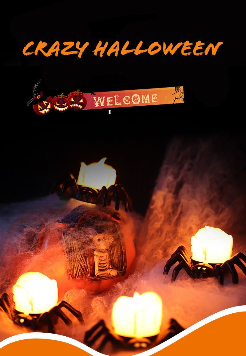 Halloween Pumpkin Lantern Atmosphere Decoration Props LED Electronic Candle Lamp Luminous Spider Night Lamp Decoration