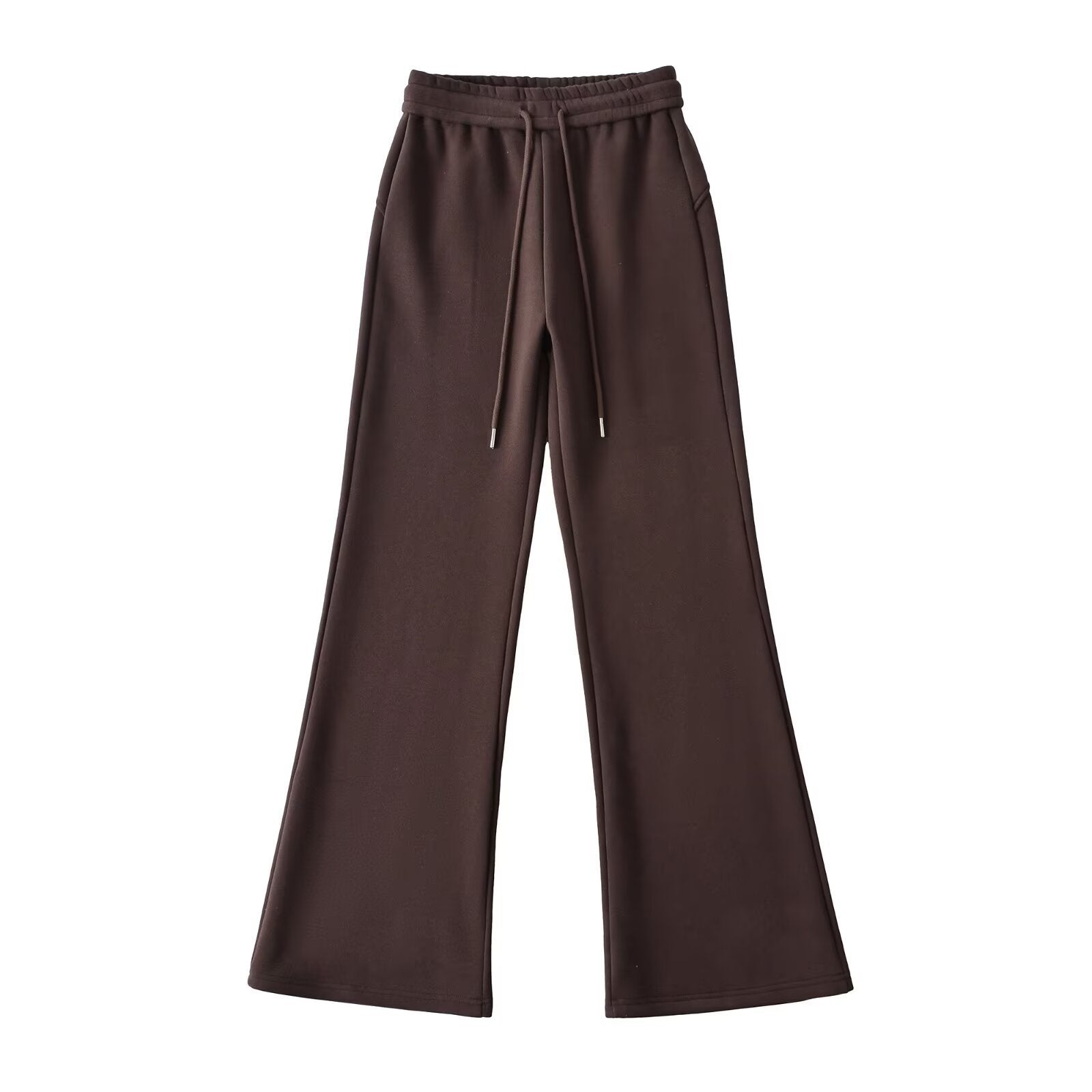 Drawstring elastic waistband with plush wide leg slightly flared pants