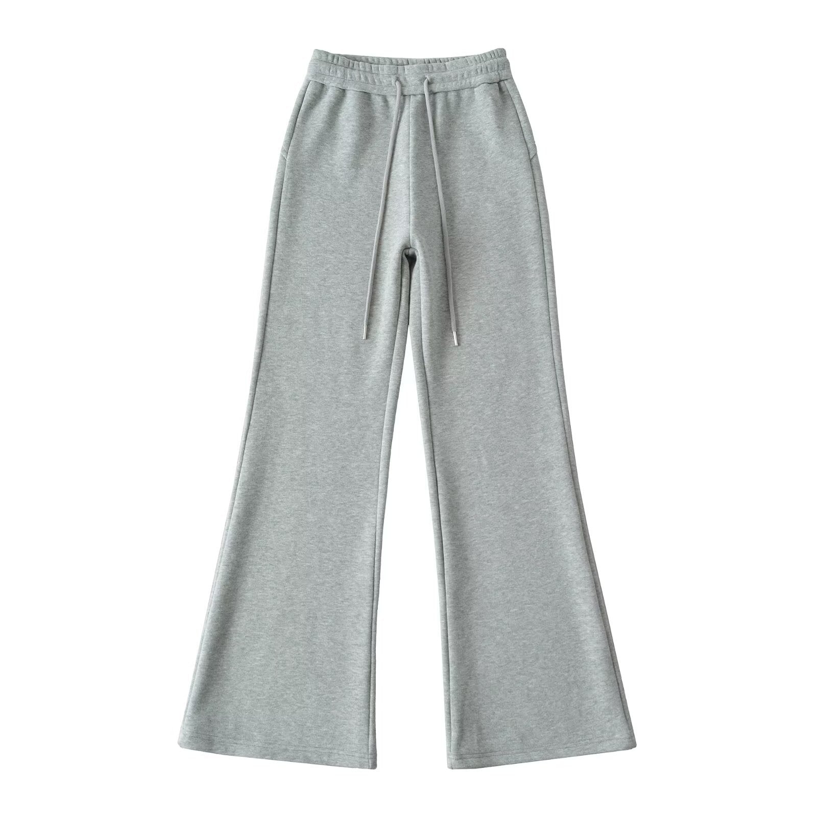 Drawstring elastic waistband with plush wide leg slightly flared pants