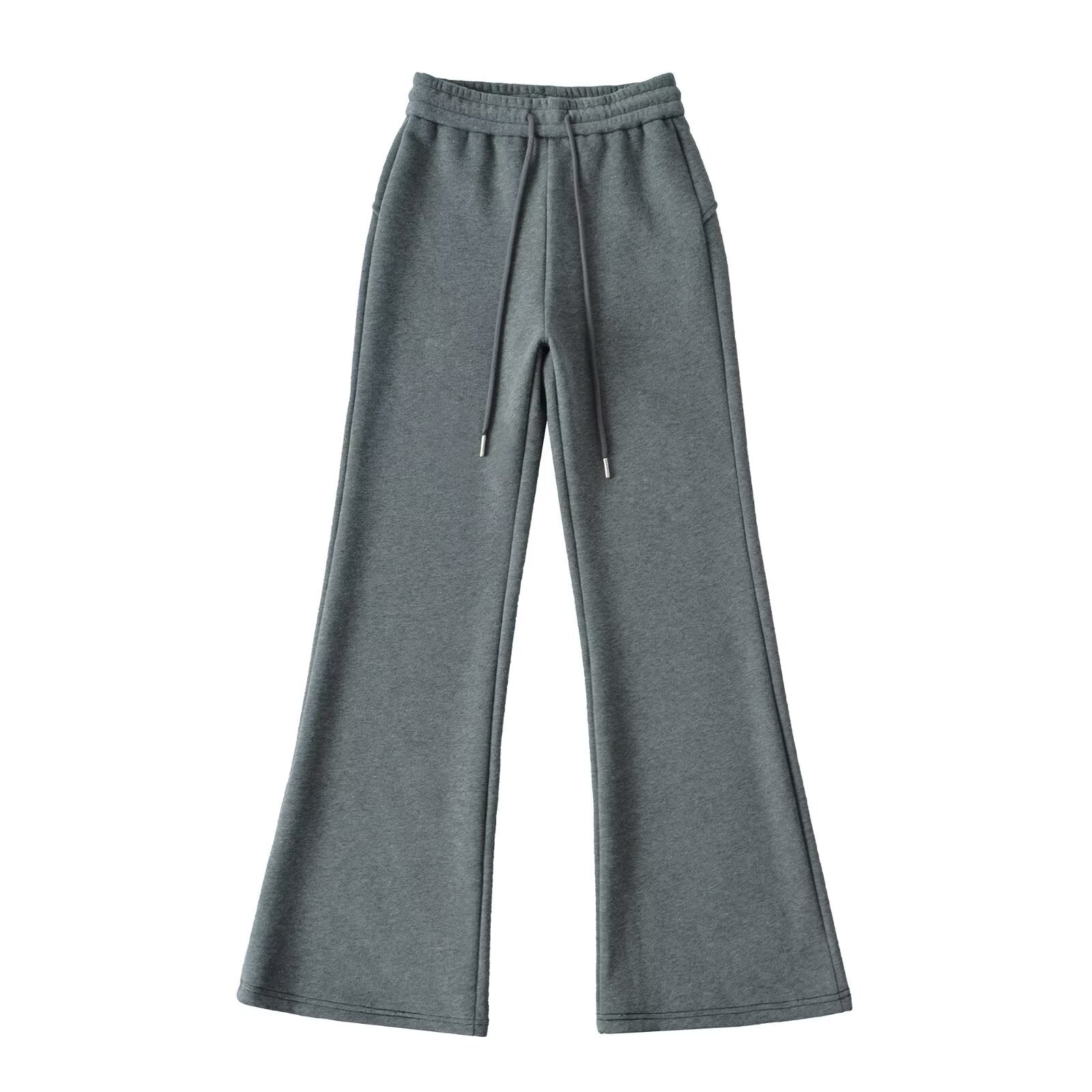 Drawstring elastic waistband with plush wide leg slightly flared pants